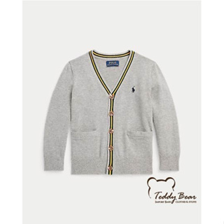 เสื้อคาดิแกนเด็ก Ralph Lauren COTTON V-NECK CARDIGAN (สีเทาอ่อน) ของแท้