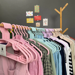 ไม้แขวนเสื้อ 24 ชิ้น สีพาสเทล น่ารัก ไม้แขวนพลาสติก หนา 8 มิล # No.88 พาสเทล x4