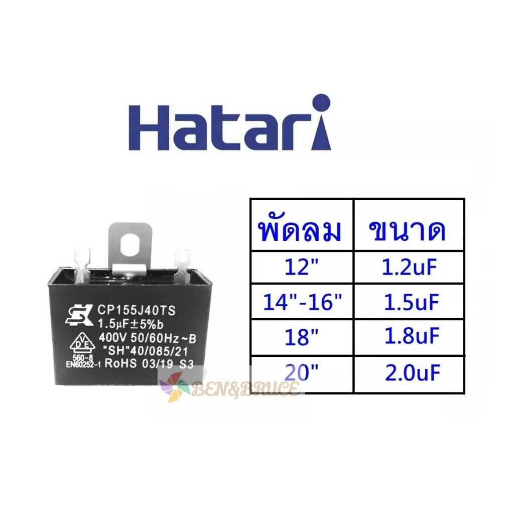 คาปาซิเตอร์ พัดลม HATARI ​ยี่ห้อ SK/HG/ทั่วไป1.2uF/1.5uF/1.8uF/2.0uF คาปา CBB61 Cพัดลม อะไหล่พัดลม ใบพัดลม