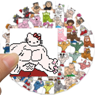 ✨พร้อมส่ง✨funny พิกเซล คนกล้าม pixel muscle man Sticker Disney Hello kitty Toystory Stitch 50pcs