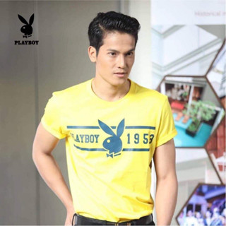 Playboy เสื้อยืดคอกลมชายแขนสั้น Playboy ของแท้  1000% ราคาเบาๆ