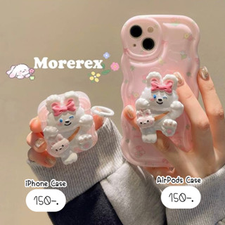 เคสโทรศัพท์ + เคสแอร์พอด AirPods เคสแอร์พอต เคสแถมGriptok เคสแถมไอริง 💓เคสดอกไม้ชมพู+ไอริงกระต่าย , กระต่ายขาวเป๋าชมพู