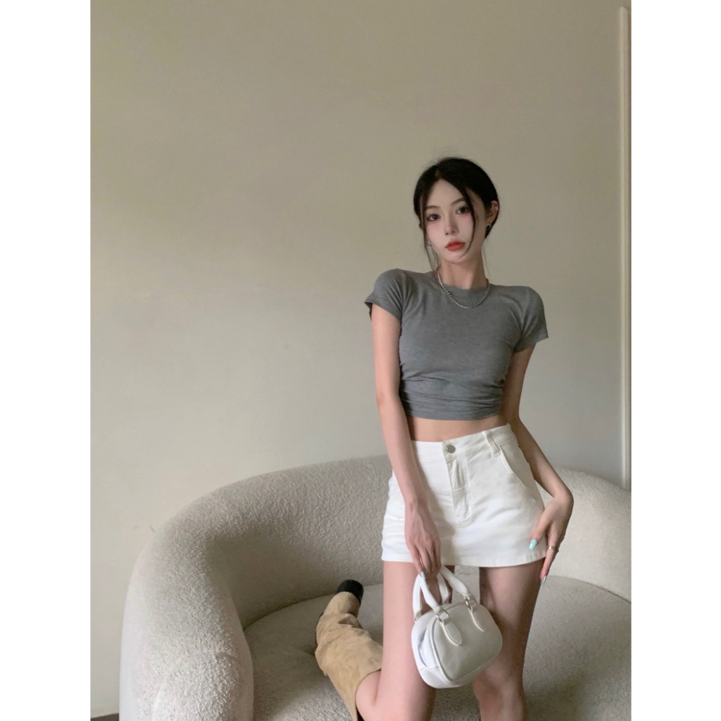 ส่งทันที Cici(NO. 829)กระโปรงกางเกงยีนส์สั้นเอวสูง ทรงคลาสิค เก็บทรงสวยเป๊ะดีงามสไตล์เกาหลี - รูปที่ 2