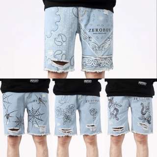 ZEROBOY - DENIM SHORTS “กางเกงยีนส์ขาสั้นงานสกรีน”