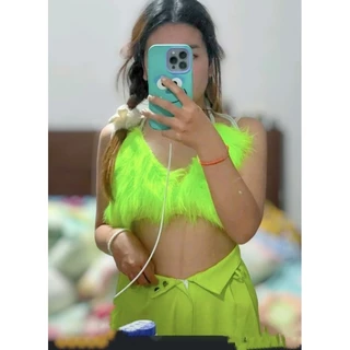 🍊🍊Sale...เสื้อครอปบิกินี่ขนฟูขนมิ้งค์ ต้อนรับSummer 🍊🍊