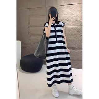 🌈🌿🌺🌸🌼🇰🇷🤎🧡🇰🇷Knit Stripe Polo OFB Maxi Dress