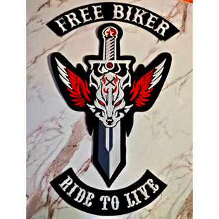 ตัวรีดติดเสื้อขนาดใหญ่ Set Free Biker (1set/3pcs) ตกแต่งเสื้อผ้า แจ๊คเก็ตยีนส์ Hipster Embroidered Iron On Sew on