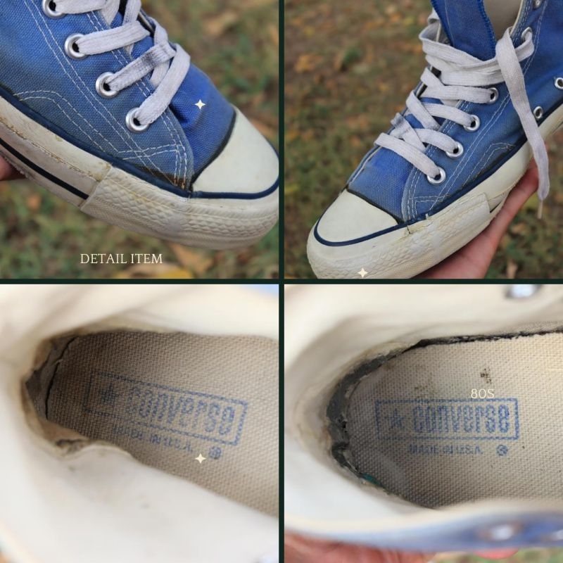 ส่งฟรี เวิส_เมกา Converse Chuck Taylor All Star เนวี่ 80s ป้ายกรอบ ไส้ตะเกียง Converse made in USA 🇺🇸 8.5US #4