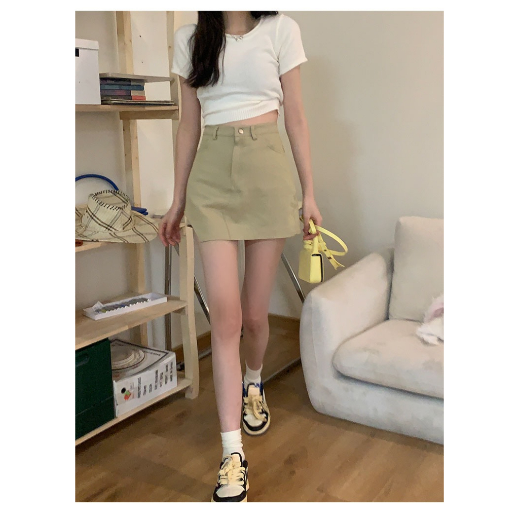 ส่งทันที Cici(NO. 829)กระโปรงกางเกงยีนส์สั้นเอวสูง ทรงคลาสิค เก็บทรงสวยเป๊ะดีงามสไตล์เกาหลี - รูปที่ 3