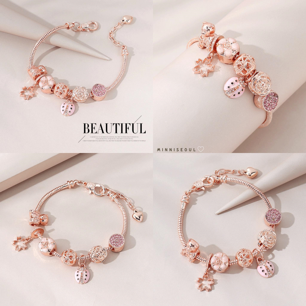 A11 สร้อยข้อมือ BEAUTIFUL ลายเต่าทองสี Rose gold ไม่ลอก ไม่ดำ สายปรับได้ จัดส่งทุกวัน