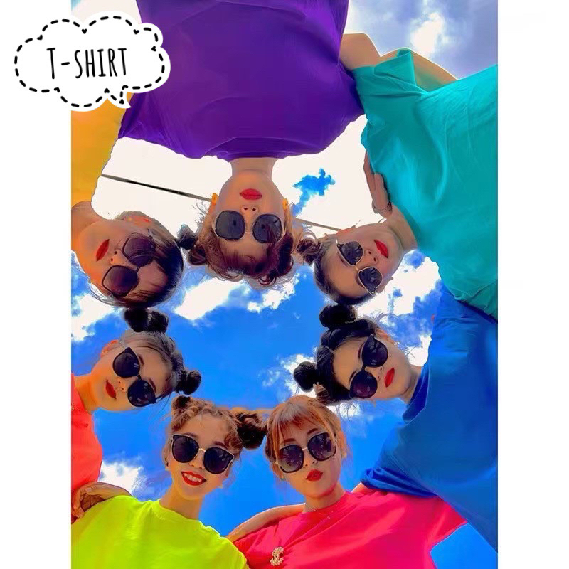 sale เสื้อยืดนีออน ผ้าTC ฟรีไซต์ พร้อมส่ง เสื้ออย่างเดียว สีพื้นยืดเปล่า