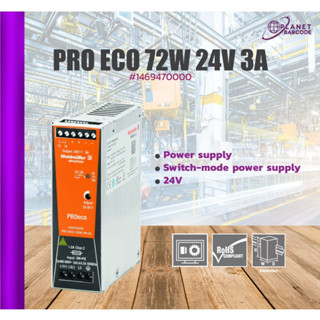 Weidmuller PRO ECO Switch Mode DIN Rail Power Supply, 85 → 264V ac ac, dc Input, 24V dc dc Output, 3A Output, 72W