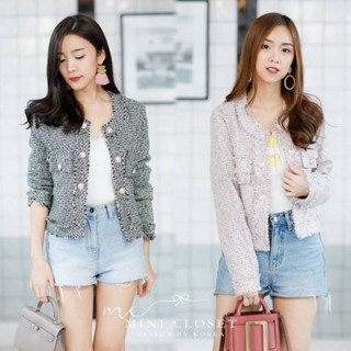 𝐌𝐢𝐧𝐢𝐜𝐥𝐨𝐬𝐞𝐭  Blazer เสื้อคลุมสูทแขนยาวผ้าทวิตลุคคุณหนูสวยหวานสไตล์เกาหลี jeansdede