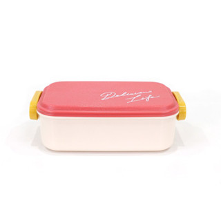 Lunch box กล่องข้าวพลาสติก ทรงเหลี่ยม Delicious Life JP Quality 380ml 9x16x5cm สีแดง 1843 RED