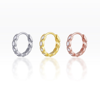 PiercingRoomByJay, Marquise CZ Eternity Huggie Hoop ห่วงเพชรมาคี เงินแท้