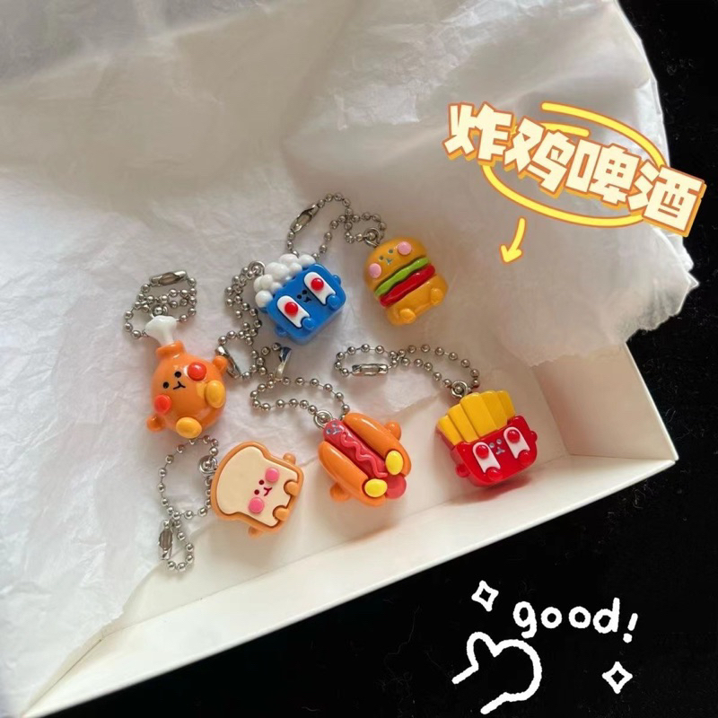 พร้อมส่ง🍟 พวงกุญแจรูปอาหาร พวงกุญแจน่ารัก พวงกุญแจห้อยกระเป๋า