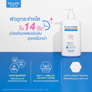ส่งฟรี/มีไลฟ์ (ขวด)MizuMi B3 AHA Intense White Body Booster 250 g. เซรั่มผิวกาย บำรุงผิวล้ำลึก ปรับผิว