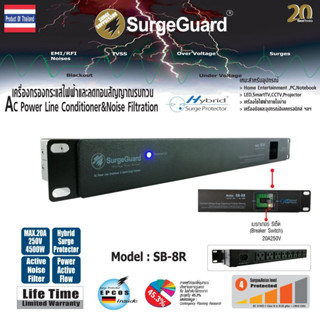 SurgeGuard :เครื่องกรองกระแสไฟฟ้าและลดทอนสัญญาณรบกวน รุ่น SB-8R ( Rack 19"1U) (Hybrid Surge Protector)