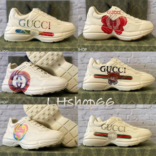 ⭐️รองเท้าผ้าใบ Gocci  Women’s Rhyton Logo Leather Sneaker🔴รอเท้สลำลอง ใส่ได้ทั้งผู้หญิง&amp;ผู้ชาย รองเท้าพร้อมอุปกรณ์