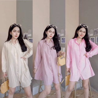 mini dress คอปก ชุดเดรสสั้น ผ้าอัดพลีท