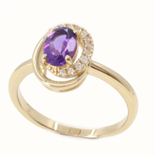 แหวนพลอยแท้  Amethystethyst Silver 925 ชุบทอง 18K