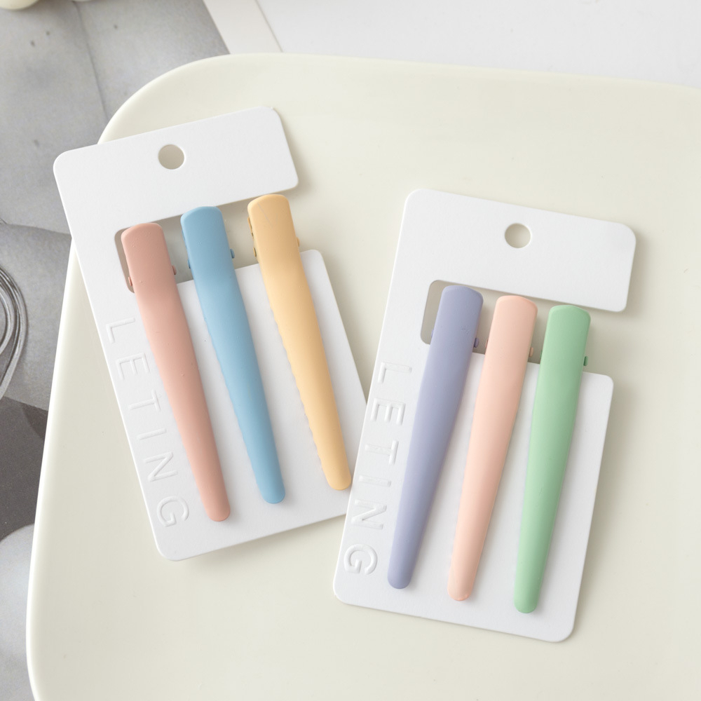 กิ๊บหนีบผมแบบยาว กิ๊บปากเป็ด กิ๊บเก็บผมกันผมปรกหน้า (แผงละ 3 ชิ้น) สีพาสเทล สีดำ ขนาด 8 cm ++พร้อมส่งจากไทย++