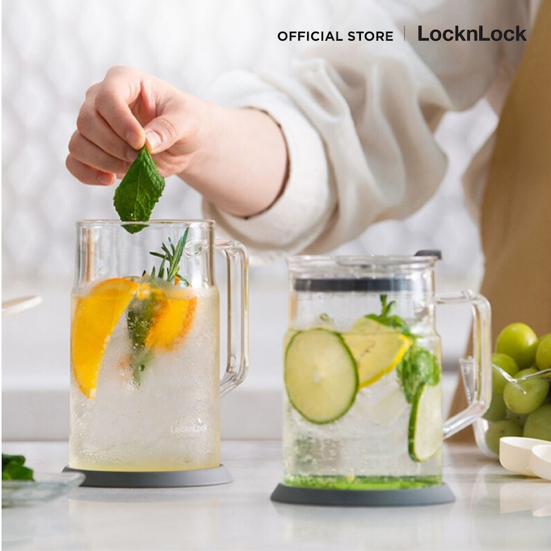 LocknLock แก้วน้ำมีหูพร้อมฝา Metro Glass Mug ความจุ 560 ml. รุ่น LLG6000