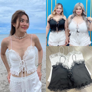 Ladiiprang Tank Top 🌷🏖️  เสื้อคุณปรางค์ สายเดี่ยวผ้าเนื้อดี แต่งลูกไม้นำเข้าสาวอวบ