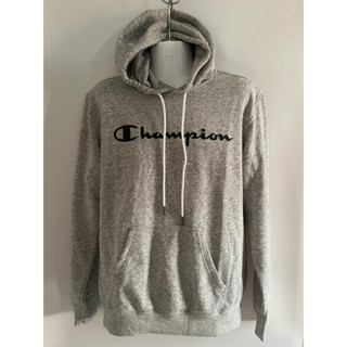 เสื้อฮู้ด Champion big script logo sweat hoodie สีเทา ของแท้