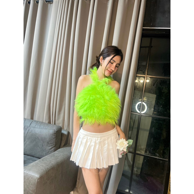 เสื้อขนผูกคอรุ่นสั้น ผูกหลังแซ่บมาก ปาร์ตี้ขนฟูมากปังสุด