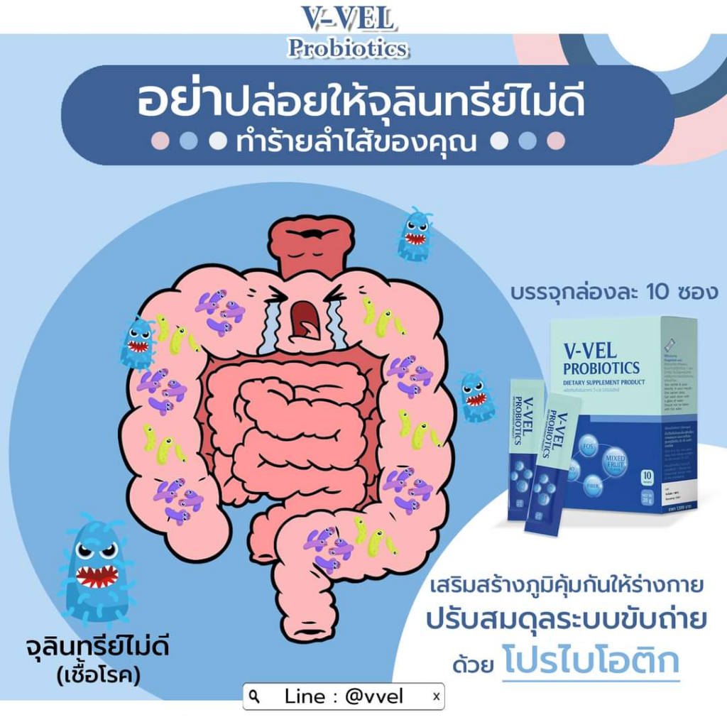 [เก็บคูปองลดสองต่อราคาพิเศษ][เซต3กล่อง] V Vel Probiotics วีเวลโปรไบโอติกส์ Probiotics Prebiotics Synbiotics ซินไบโอติกส์