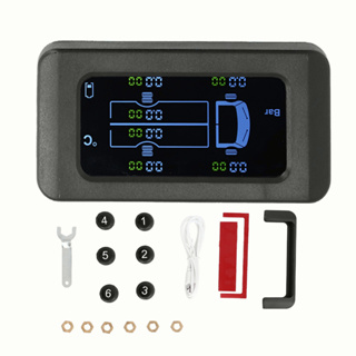 Arionza เครื่องวัดความดันลมยาง พลังงานแสงอาทิตย์ ชาร์จ Usb 0-8.5bar 122PSI Tpms พร้อมเซนเซอร์ภายนอก 6 ชิ้น