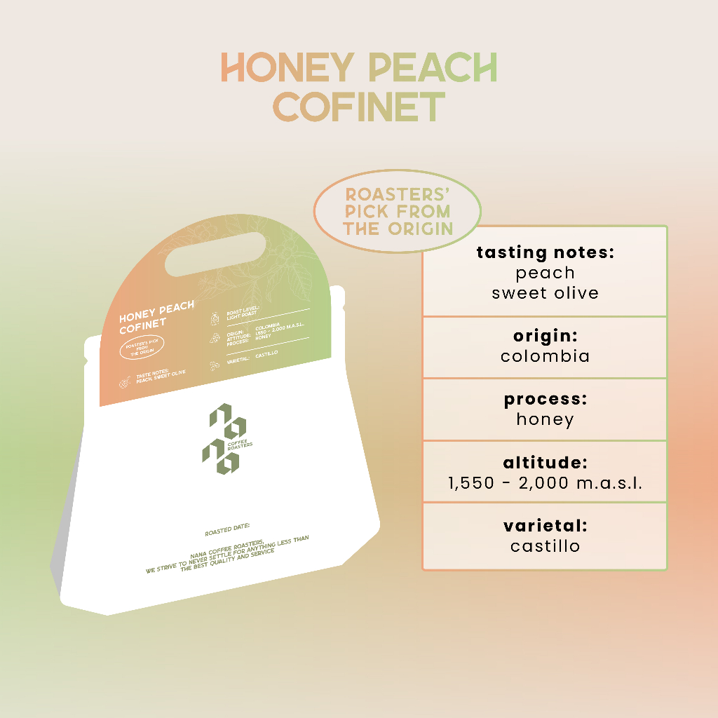 Honey Peach Colombia 100 g  คั่ว Light Roast เมล็ดกาแฟ