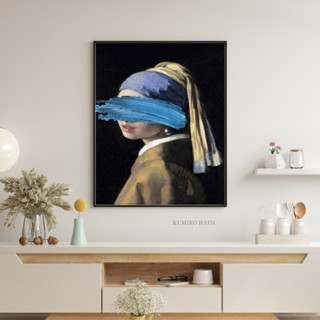 พร้อมส่ง 💥 กรอบรูปแต่งห้อง Girl With A Pearl Earring Arts 40 x 50 cm. กรอบลอย