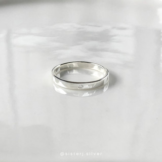 Sister J. (flat) basic ring with diamond แหวนเงินแท้ /silver925