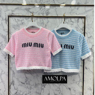 2สี MIU MIU  KNITT เสื้อไหมพรม แขนสั้น เนื้อผ้านิ่ม งานน่ารักมาก มิวมิว