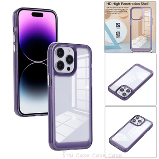 [หลังอะคริลิค] เคสใส ขอบสี สำหรับ iPhone case ไอโฟน TPU PC เคสกันกระแทก 16 Pro Max 15 plus 14 13 12 11 XS XR X 8 7