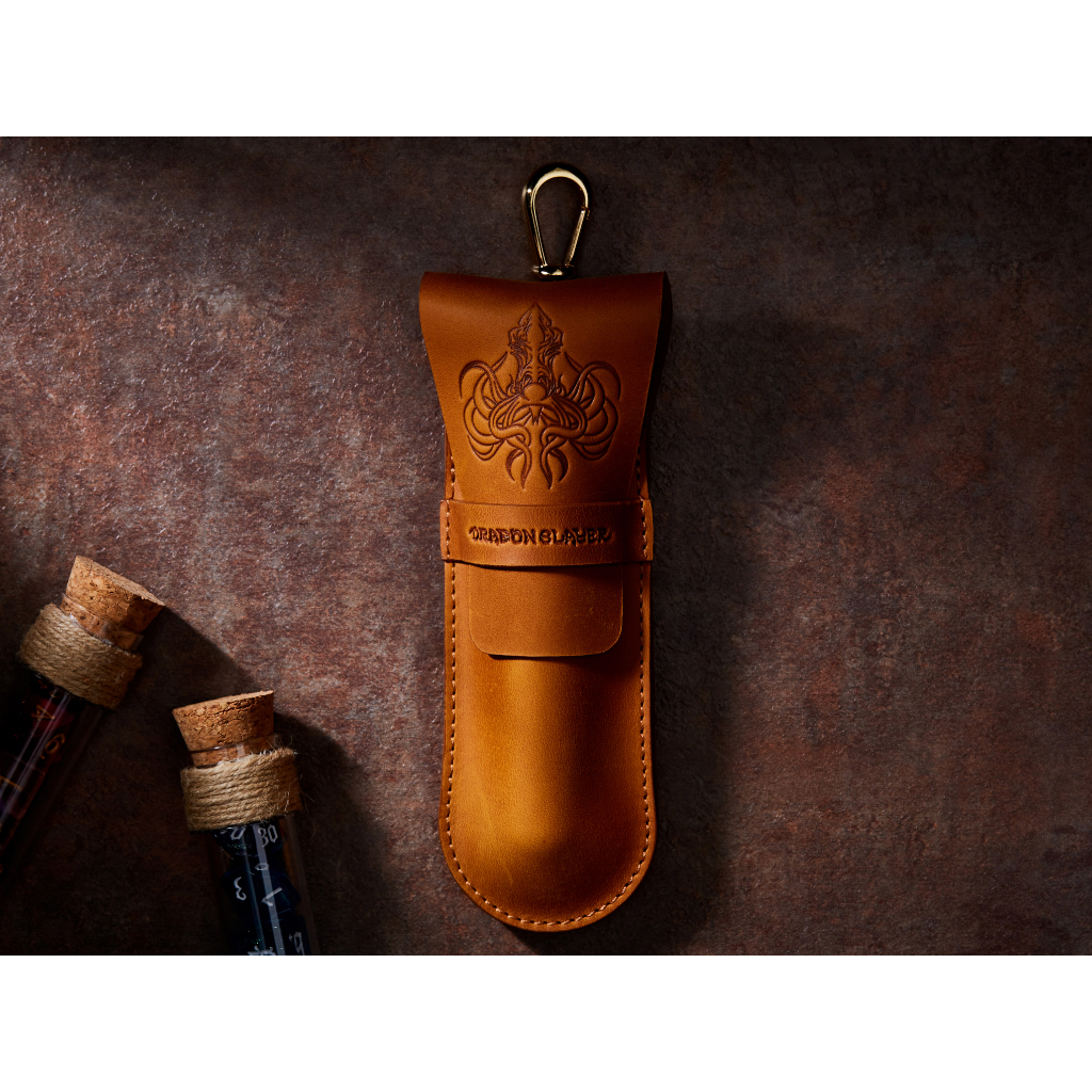 Hydra RPG Single Potion Bag | Small Dice Bag | Tan Leather Bag With Dice Potion Flask Set | Dice | R