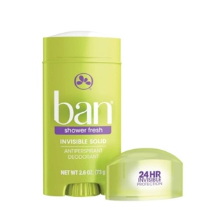 🇺🇸 มาใหม่่ ! Ban Shower Fresh 24-hour Invisible Antiperspirant, Solid Deodorant for Women and Men, 2.6 Ounce