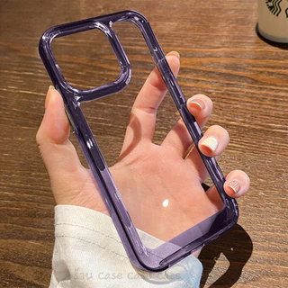 [หลังอะคริลิค] เคสใส ขอบสี สำหรับ iPhone case ไอโฟน TPU PC เคสกันกระแทก 16 Pro Max 15 plus 14 13 12 11 XS XR X 8 7