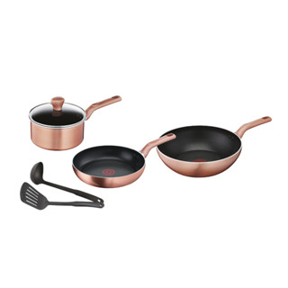 เซ็ตเครื่องครัว COOK &amp; SHINE 6 ชิ้น Tefal รุ่น G803S695 สี Rose Gold