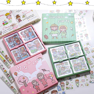 Sticker สติ้กเกอร์ ลายการ์ตูนเด็กผู้หญิง 100แผ่น / 20แผ่น สำหรับตกแต่งโน็ตบุ๊ค แล็ปท็อป แท็บเล็ต เคสโทรศัพท์