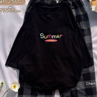 (ขายเฉพาะเสื้อ)เสื้อยืดโอเวอร์ไซส์ Oversize ผ้าคอตตอน ลายSummer