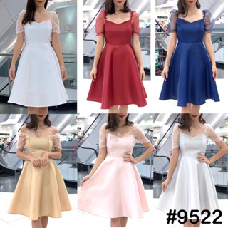 🔴แชทถามสต็อคก่อนจ่ายเงิน🔴S M L XL  DRESS สั้น กระโปรงบาน เดรสผ้าแก้วแขนตุ๊กตา อกทรงหัวใจหวานๆ กระโปรงบานน่ารัก ลุคคุณหนู