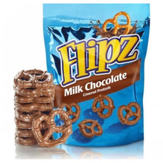 Flipz milk chocolate pretzels 100 g. .เพรทเซลเคลือบช็อกโกแลต สินค้านำเข้าจากอังกฤษ🇬🇧