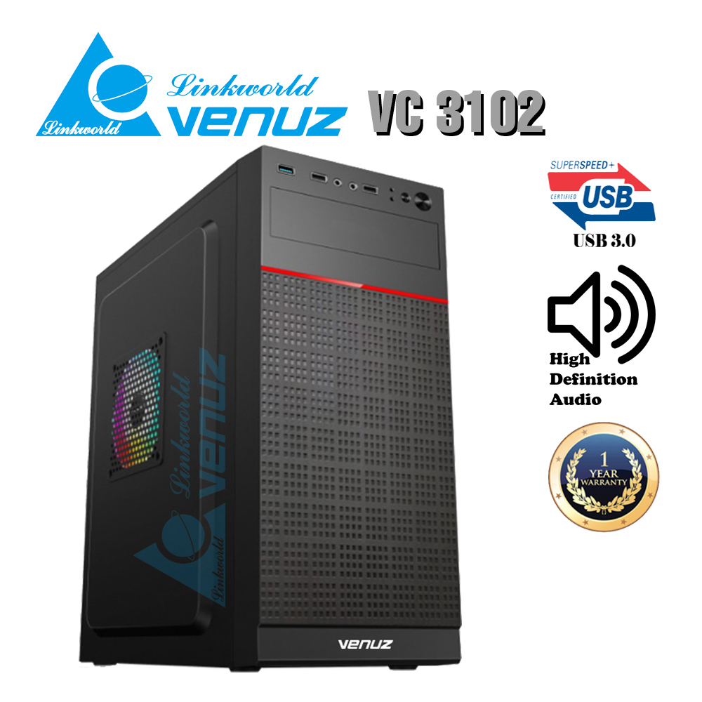 VENUZ ATX Computer Case VC 3102 – Black