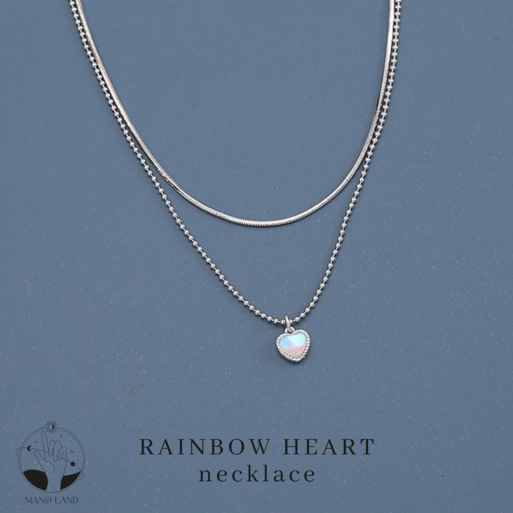 MNL💗RAINBOW HEART สร้อยคอ จี้หัวใจ เปลี่ยนสีได้ สร้อยแฟชั่น เงินแท้