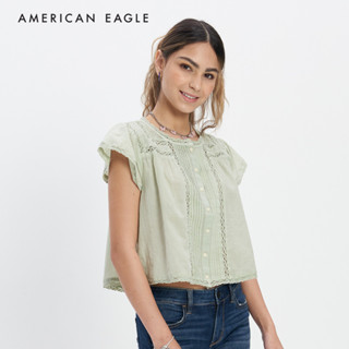 American Eagle Cropped Short-Sleeve Bubble Blouse เสื้อเบลาซ์ ผู้หญิง ครอป แขนสั้น  (NWSB 035-4861-309)