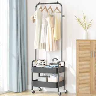 Coat rack with rollers ราวแขวนเสื้อผ้า มีล้อ 29x44x150 cm สีดำ ST220330-5