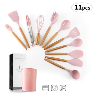 Silicone kitchen utensils ชุดเครื่องครัว อุปกรณ์ทำอาหาร ซิลิโคลน 11 ชิ้น สีชมพู ST210525-7